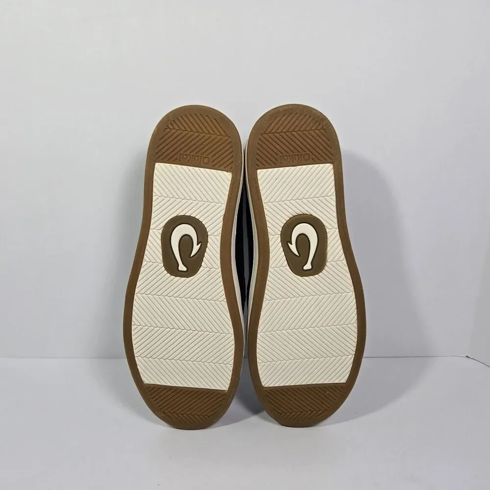 $140 Olukai Kākaha Nia Mens 11 Leather Slip On Shoes Loafer Casual Indigo Blue